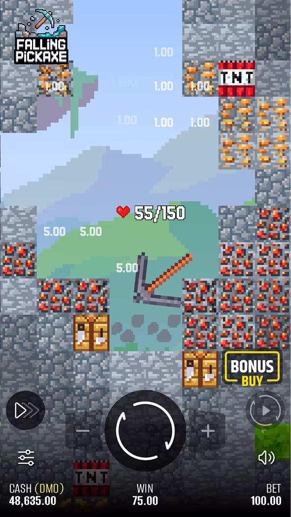 Мобильный скриншот геймплея Falling Pickaxe с улучшенной Pickaxe